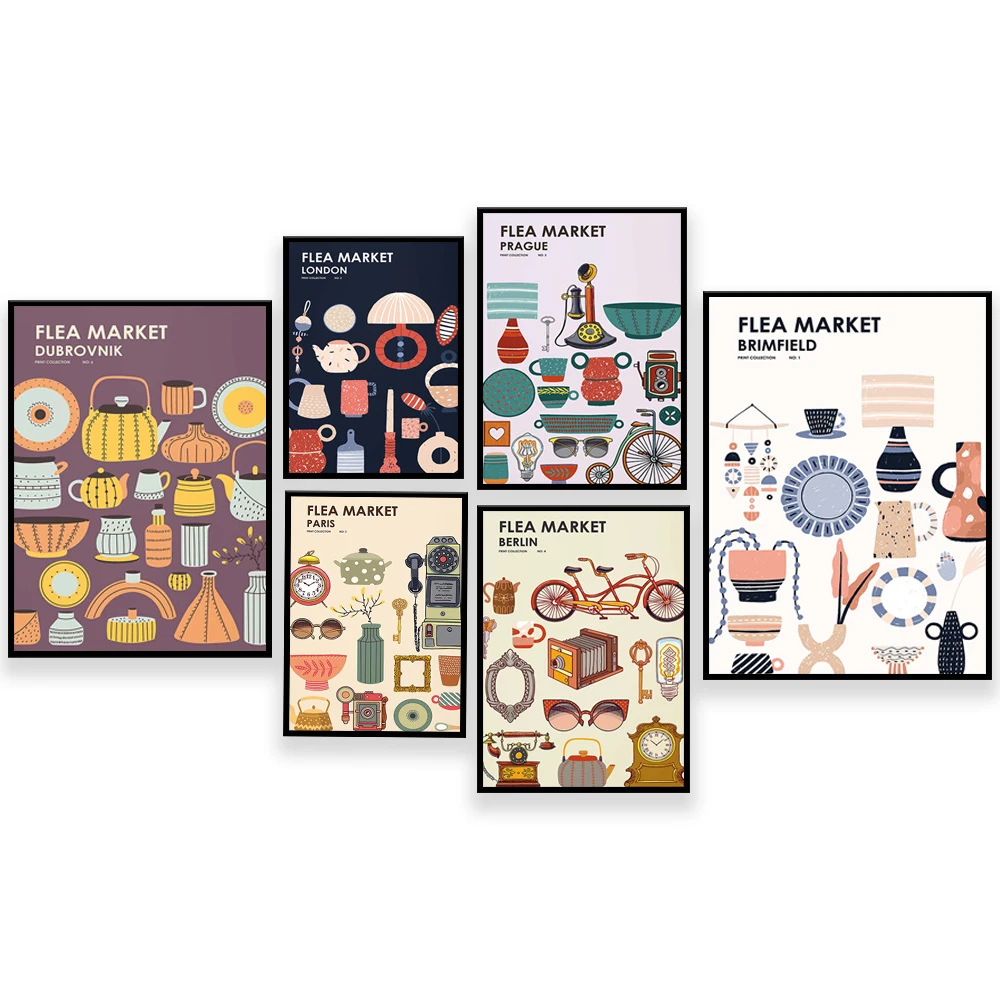 Vintage Collectible Market - Flea Market Print Collection Vintage Objects