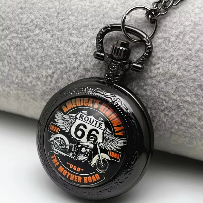 Black Retro Route 66 Motorcycl - Vintage Collectible Glass 评论和价格