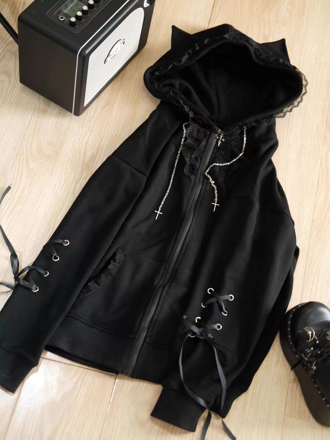Harajuku Y2K Women Outerwear C - Vintage Zip Hoodie 评论和价格