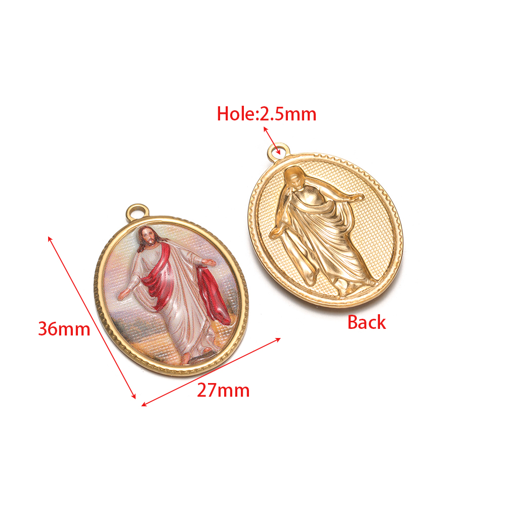 4Pcs Stainless Steel Oval Reli - Vintage Jewelry Collection 评论和价格
